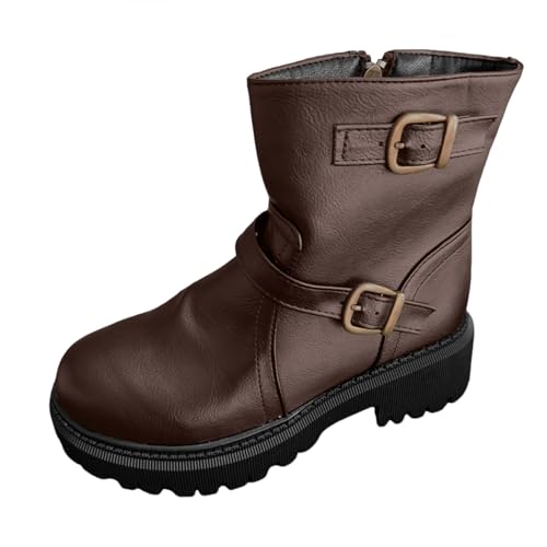 Generisch Stiefeletten Damen Mit Absatz Kurzstiefel Runde Zehe Stiefeletten Schlupfstiefel Trachtenschuhe Freizeitstiefel Herbst Winter Halbstiefel Dirndl Schuhe Reitstiefel von Generisch