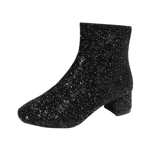 Generisch Stiefeletten Damen Mit Absatz Winterstiefel Elegant und Bequem Ankle Boots Stiefeletten Vintage Fransen Reitstiefeletten Damenstiefel Dirndl Schuhe Keilstiefeletten Reitstiefel von Generisch