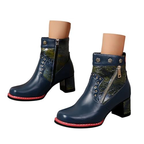 Generisch Stiefeletten Damen Reitstiefel Niedrige Mit Absatz Westernstiefel Herbst Winter Schuhe Stiefel Keilstiefel Bequeme Herbstschuhe Schlupfschuhe Cowboystiefel Damenschuhe von Generisch