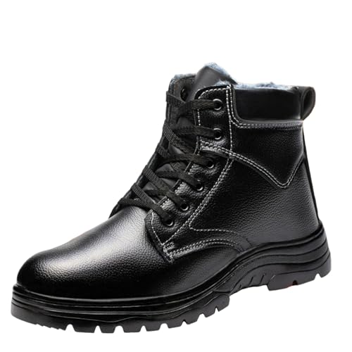 Generisch Stiefeletten Damen Sicherheitsschuhe für Herren, rutschfest und durchtrittsicher, Winter-Arbeitsschuhe aus Samt, warme Arbeitsschuhe, Schneestiefel (Black, 38) von Generisch