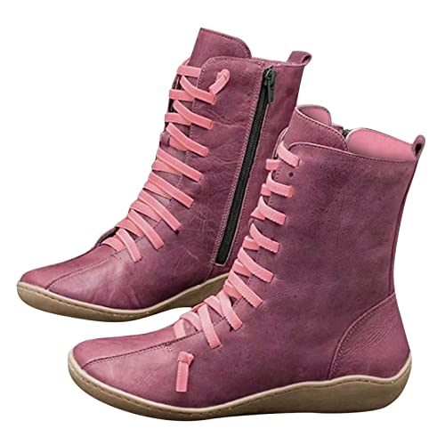 Generisch Stiefeletten Damen Stiefel Stiefel Leoparden Knöchel für Frauen Shorts kleine Knöchel Stiefel Schuhe Stiefel (Red, 42) von Generisch