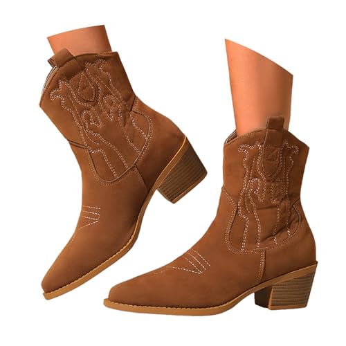 Generisch Stiefeletten Damen Trachten Elegant Leicht Herbst Outdoor Ankle Bequem Weich rutschfest Leicht Weite| Kurzschaft Stiefeletten Orthopädische Herbst Schuhe Boots Westernstiefel Damenstiefel von Generisch
