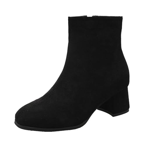 Generisch Stiefeletten Damen Wildleder Kurzstiefel Cowboystiefel Halbstiefel Orthopädische Boots Mit Zipper Herbst Winter Damenstiefel Sommerstiefel Blockabsatz Übergangsstiefel von Generisch