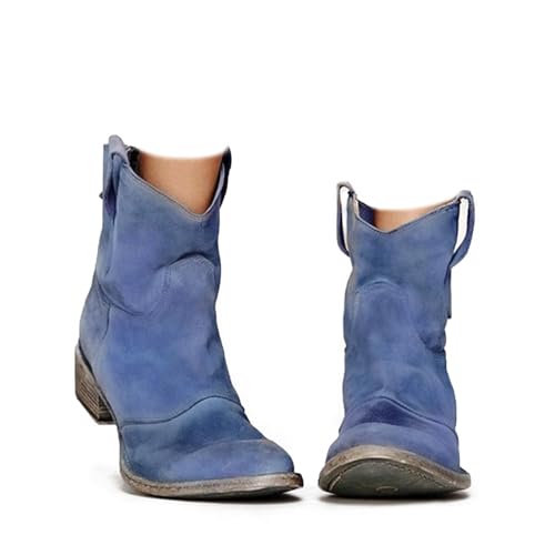 Generisch Stiefeletten Damen Wildleder Trachten mit Schnalle Cowboystiefel Ankle Boots mit Absatz Herbst Westernstiefel Stiefel Leicht Elegant Halbstiefel Schlupfschuhe Winterstiefel Damen von Generisch