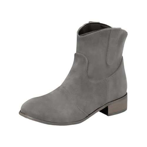 Generisch Stiefeletten Damen Wildleder Trachten mit Schnalle Cowboystiefel Ankle Boots mit Absatz Herbst Westernstiefel Stiefel Leicht Elegant Halbstiefel Schlupfschuhe von Generisch