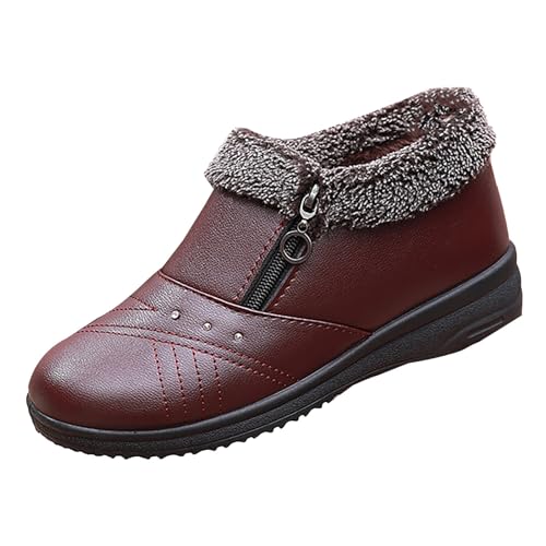 Generisch Stiefeletten Damen Winterschuhe Warme Schuhe Lederstiefel Bequem Rutschfeste Orthopädische Schuhe Boots Leicht Kurzstiefel Slip On Breite Stiefel Kurze Winterstiefel Warm Winterboots von Generisch