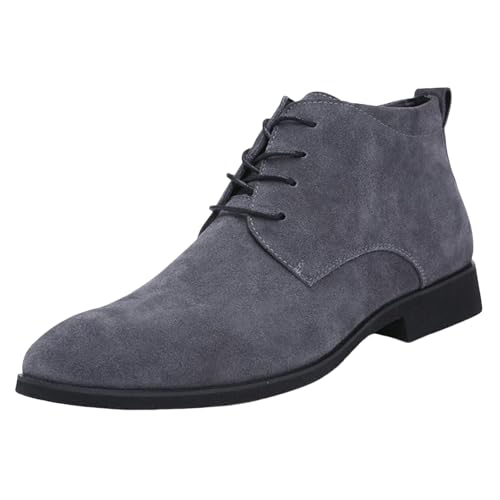 Generisch Stiefeletten Herren Schwarz Mit Absatz - Bequeme Herren Kurzstiefel Westernstiefel - Ankle Boots Für Alle Jahreszeiten Flache Schuhe Kunstleder Spitz Boot Retro Lederstiefel von Generisch