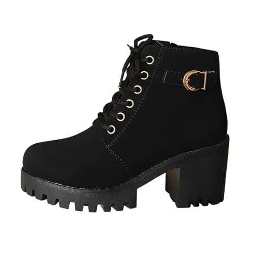 Generisch Stiefeletten für Damen Herbst Winter Stiefel Elegante Klassische Kurz Stiefeletten Retro Blockabsatz Freizeitschuhe rutschfest Abend Party Braut Schuhe Outdoor Kurzestiefel von Generisch