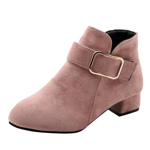 Generisch Stiefelschuh Mädchen Schneestiefel Chelsea Boot High-Top Stiefel Winterschuhe mittlere hohe Stollensohle klobige Absätze für Freizeit Party von Generisch