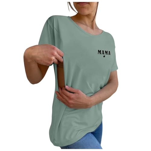 Generisch Stilltops Damen Kurzarm Umstandsshirt Stillen Stillfreundliches Umstandsmode T-Shirt Mit Reißverschluss Oberteil Elegant Schwangere Nursing Tops Umstandstop Stillshirt von Generisch