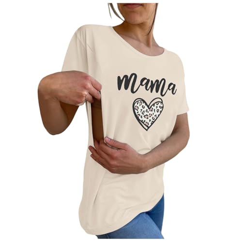 Generisch Stilltops Damen Kurzarm Umstandsshirt Stillen Stillfreundliches Umstandsmode T-Shirt Mit Reißverschluss Oberteil Elegant Schwangere Nursing Tops Umstandstop Stillshirt von Generisch