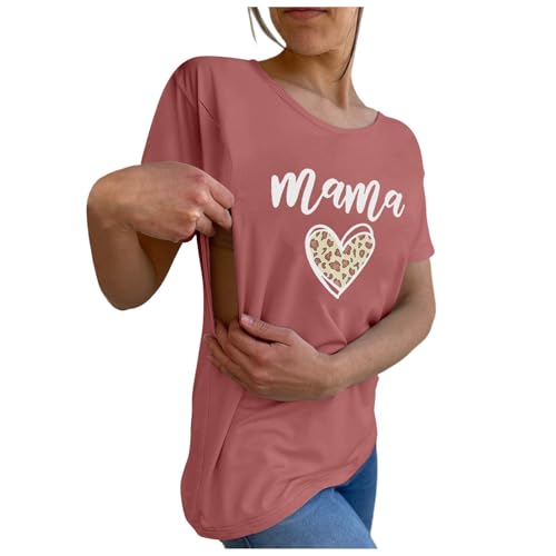 Generisch Stilltops Damen Kurzarm Umstandsshirt Stillen Stillfreundliches Umstandsmode T-Shirt Mit Reißverschluss Oberteil Elegant Schwangere Nursing Tops Umstandstop Stillshirt von Generisch