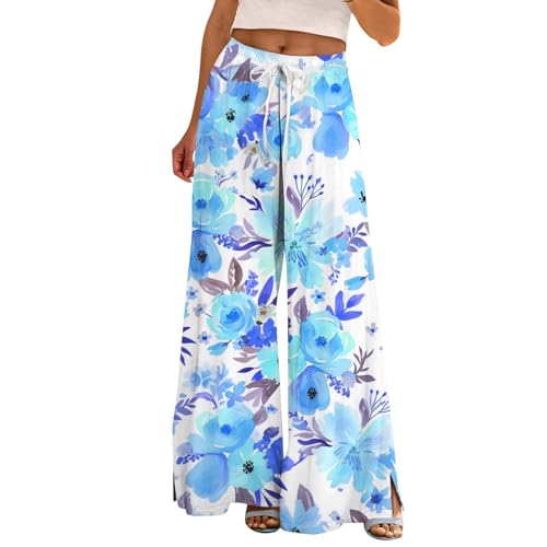 Generisch Stoffhose Damen Elegant Locker Palazzo Hose Sommerhose High Waist Bequeme Strandhose Weite Business Hosen Freizeithose Anzughose Lässig Locker Sweathose Leichte Dehnbar Casual Hoses von Generisch