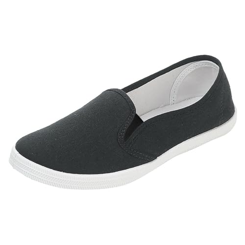 Generisch Stoffschuhe Damen Sommer Leicht, Canvas Slip-On Freizeitschuhe Mit Schlupfdesign Flache Schuhe Bequeme Sommerschuhe Leichte Außensohle Wanderschuhe Atmungsaktive Arbeitsschuhe Fahrschuhe von Generisch