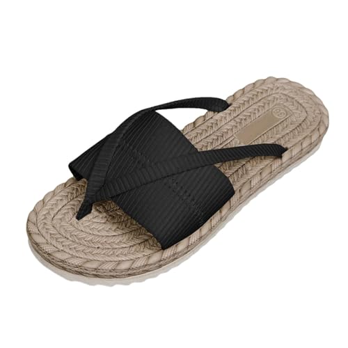 Generisch Strand Flip Flops Damen, Hausschuhe Damen Pantoffeln Sommer Luftdurchlässig Leichtgewichts Espadrilles Sandaletten Trocknende Slip-On Zehenstegsandalen Einfachheit Offen Textil Flipflops von Generisch
