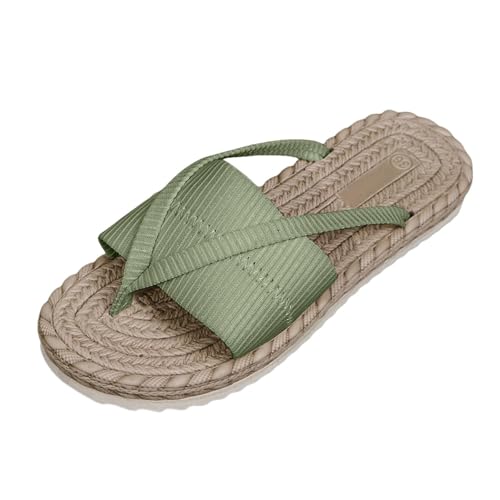 Generisch Strand Flip Flops Damen, Hausschuhe Damen Pantoffeln Sommer Luftdurchlässig Leichtgewichts Espadrilles Sandaletten Trocknende Slip-On Zehenstegsandalen Einfachheit Offen Textil Flipflops von Generisch