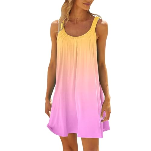 Generisch Strandkleider Damen Badeanzug Cover Up Ärmellos Rundhals Sommer Strand Tunika Strandponcho Elegante Beachkleider Bedecken Leichte Bikini Vertuschen Sommerurlaub Kurz Beachwear (Clear, XXL) von Generisch