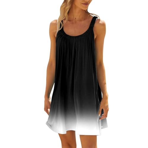 Generisch Strandkleider Damen Badeanzug Cover Up Ärmellos Rundhals Sommer Strand Tunika Strandponcho Elegante Beachkleider Bedecken Leichte Bikini Vertuschen Sommerurlaub Kurz Beachwear von Generisch