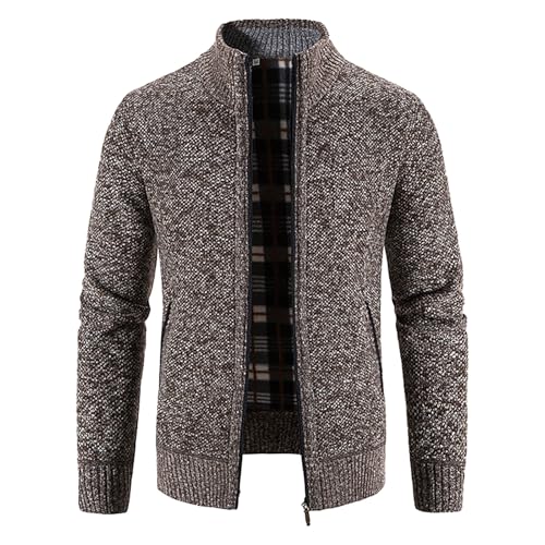 Generisch Strickfleecejacke Herren, Trachtenjanker Herren Reißverschluss Trachtenjacke mit Kragen Cardigan Trachten Strick Langarm Sweatjacke Jacke Freizeit Strickjacke Outdoor Strickpullover von Generisch