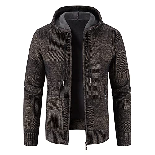 Generisch Strickfleecejacke Herren,Strickjacke Herren Langarm Pullover Herren Langarm Cardigan Zopfmuster Grobstrick Strickjacke Warm in Winter von Generisch