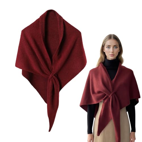 Generisch Strickjacke Damen Leichte Kurz Pullover Cardigan Casual Bolero Mode Poncho Cover Up Elegant Stola Schulterjacke (Burgunderrot) von Generisch