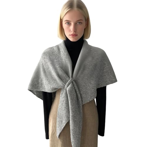 Generisch Strickjacke Damen Leichte Kurz Pullover Cardigan Casual Bolero Mode Poncho Cover Up Elegant Stola Schulterjacke (Hellgrau) von Generisch