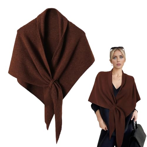 Generisch Strickjacke Damen Leichte Kurz Pullover Cardigan Casual Bolero Mode Poncho Cover Up Elegant Stola Schulterjacke (Kaffeefarben) von Generisch