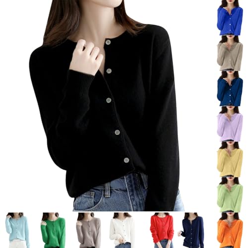 Generisch Strickjacke Damen Leichte Langarm Elegant Jacke Sommerjacke Große Größen Strickcardigan Cardigan Herbstjacke Elegant Strickpullover Einfarbig Dünn Strickjacken Übergangsjacke Strickmante von Generisch