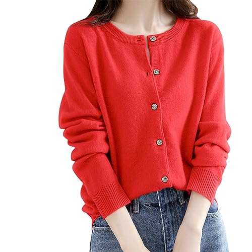 Generisch Strickjacke Damen Leichte Langarm Elegant Jacke Sommerjacke Große Größen Strickcardigan Cardigan Herbstjacke Elegant Strickpullover Einfarbig Dünn Strickjacken Übergangsjacke Strickmante von Generisch
