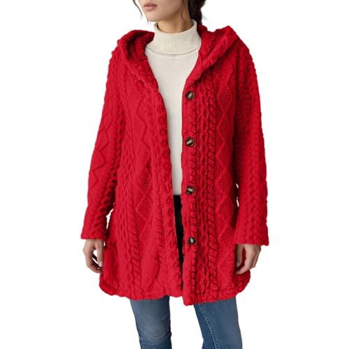 Generisch Strickjacke Damen Leichte Plüschjacke Lang Longstrickjacke Langarm Knopfleiste Strick Cardigan Strickpulli Elegant Mit Taschen Grobstrickjacke Strickjacken Rot XL Generisch Strickjacke Damen Leichte Plüschjacke Lang Longstrickjacke Langarm Knopfleiste Strick Cardigan Strickpulli Elegant Mit Taschen Grobstrickjacke Strickjacken Rot XL von Generisch