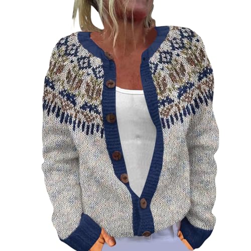 Generisch Strickjacke Damen Schwarz, Strickjacke Elegant Damen, Pullover Strickjacken Elegante Winter Warm Herbst Jacke Strick Übergangsjacke Leichte Sweater Norweger Strickpullover von Generisch