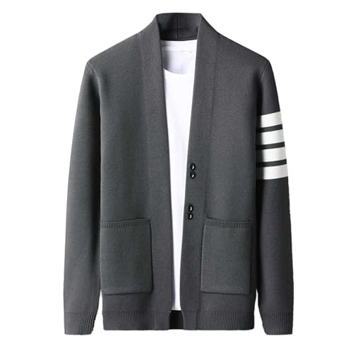 Generisch Strickjacke Herren Button Down Cardigan V Ausschnitt Winterjacke Klassischer Warme Langarm Sweatjacke Plus Size Langarm Warm Strickmantel von Generisch