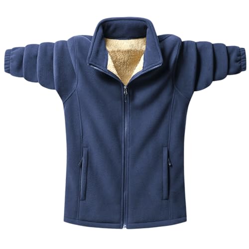 Generisch Strickjacke Herren Dickes Cardigan Fleece Jacke Stehkragen Winterjacke Einfarbig Pullover Langarm Sweatshirt Loose Fit Warm Pulli Fleecepullover mit Reißverschluss (erhältlich In Übergröße) von Generisch