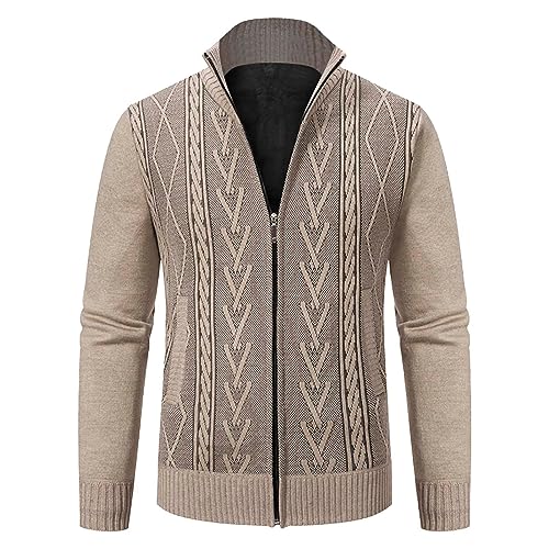 Generisch Strickjacke Herren Mit Kragen Outdoor Strick Freizeit Pulli Strickjacke Langarm Klassischer Basic Strickjacke Strickweste Cardigan Lang Ohne Kapuze Trachtenjacke von Generisch