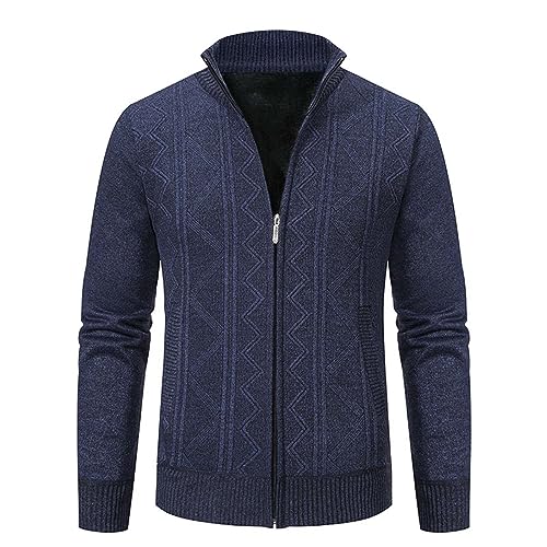 Generisch Strickjacke Herren Mit Stehkragen, Cardigan Herren Slim Fit, Herrenjacke Einfarbig Jacquardpullover Mit Reißverschluss Pullover Weich Sweatjacke Bequeme Freizeitjacke Stretch Anorak von Generisch