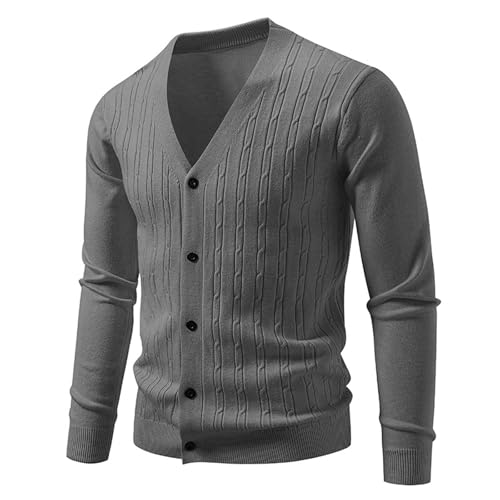 Generisch Strickjacke Herren Pullover V Ausschnitt Leichte Elegant Übergangsjacke Klassischer Strickjacken Einfarbig Strickpullover Warm Cardigan Winterjacke Sweaters Männer Langarmshirt Mit Knöpfe von Generisch