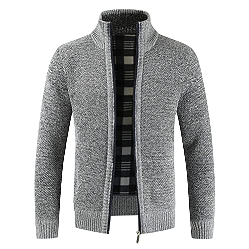 Generisch Strickjacke Herren Sportlich, Cardigan Langarm Feinstrike Mit Reißverschluß Und Taschen Pullover Reißverschluss Weste Business Jacke Dünne Für Strickweste Wolle Pullover (XXL, Gray) von Generisch