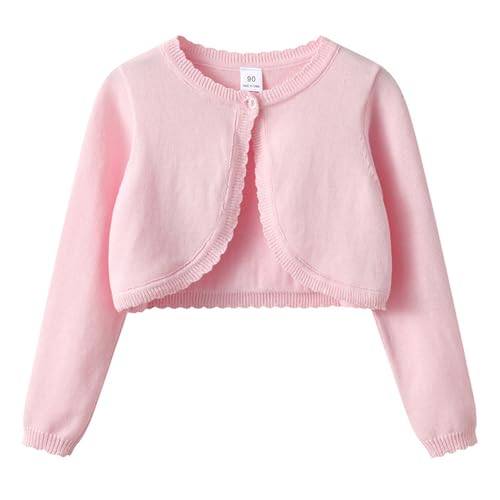 Generisch Strickjacke Mädchen Elegant Baumwolle Bolero für Kleid Süße Festlich Langarm Strickjacken mit Knopf Teenager Mädchen Herbst Einfarbig Warme Pullover Kurz Cardigan Bolerojacke 1-14 Jahre von Generisch