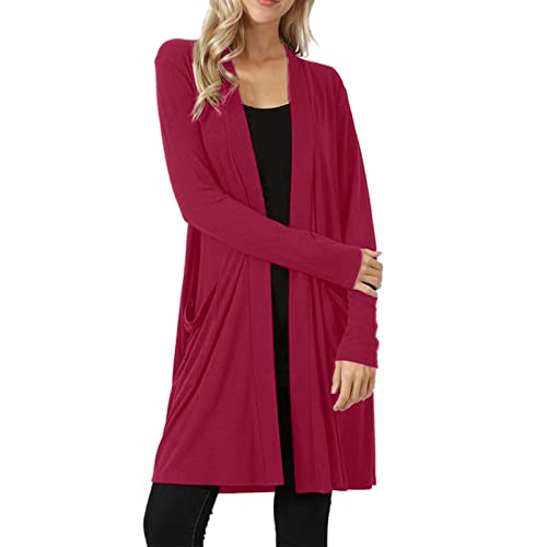 Generisch Strickjacke Strickjacke Lang Oversize Strickmantel Herbst Dünne Strickjacken Elegant Strickcardigan Offene Feinstrickpullover Flauschiger Damenstrickjacke Sweatshirt Damen Baumwolle von Generisch