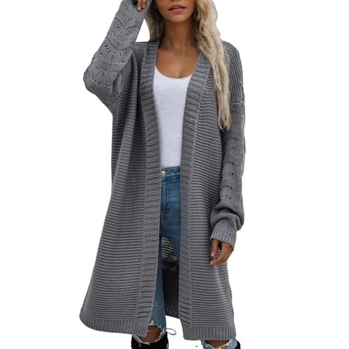Generisch Strickjacken Für Damen Lang Grobstrick Strickjacke Damen Winter Warm Grobstrickjacke Dicke Strickjacke Damen Langarm Elegant Mit Schalkragen Longstrickjacke Einfarbig Cardigan Strickmantel von Generisch