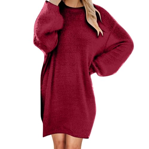 Generisch Strickkleid Damen Winterkleid Pulloverkleid Longpullover Pullover Winter Winterkleider Lang Kleid von Generisch