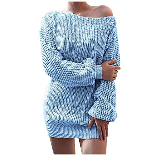 Generisch Strickkleid Damen Winterkleid Elegant Schulterfrei Pulloverkleid Warm Langarm Kleid Strickkleider Lässig Sweatkleid Blusenkleid Pullikleid Frauen Partykleid Geschenke für Mädchen Blau M Generisch Strickkleid Damen Winterkleid Elegant Schulterfrei Pulloverkleid Warm Langarm Kleid Strickkleider Lässig Sweatkleid Blusenkleid Pullikleid Frauen Partykleid Geschenke für Mädchen Blau M von Generisch