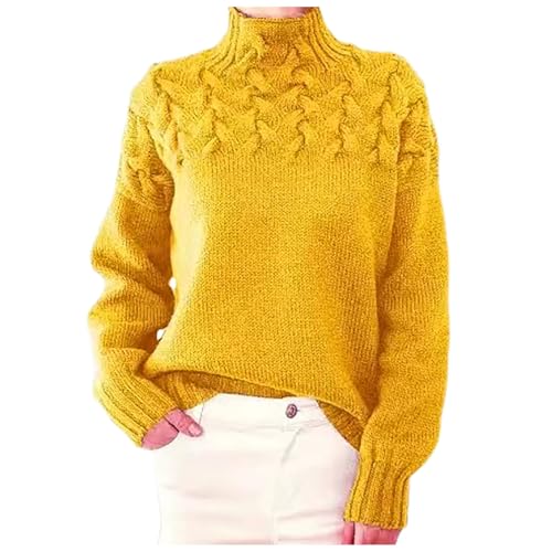 Generisch Strickpulli Damen, Damen Pullover Stehkragen Elegant Rollkragenpullover Warm Casual Pulli Sweater Basic Slim Fit Strickpulli Strickpullover Bequem Obertiele Langarmshirt Weich Sweatshirt von Generisch