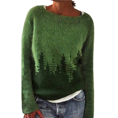 Generisch Strickpullover Damen Oversize Grobstrick Winterpullover Damen Warm Pulli Damen Winter Große Größen Pullover Elegant mit Norwegermuster Warme Winterpulli Strick Damenpullover Langarm Lässig von Generisch