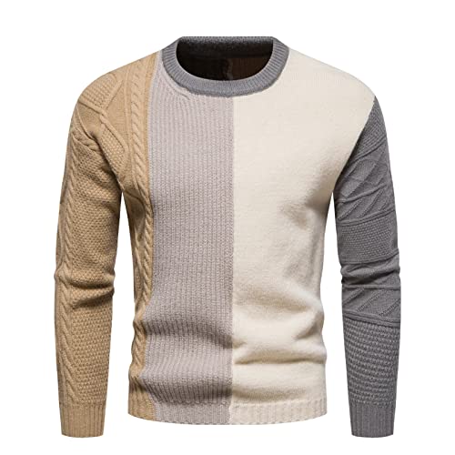 Generisch Strickpullover Herren, Rundhals Winterpullover Für Männer Norweger Pullover Herren Winter Sweatshirts Pullover Rollkragen Weiß Fã¼R Pullover & Strickjacken Pullover (L, Khaki) von Generisch