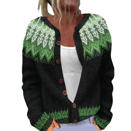 Generisch Strickweste Damen, Strickjacke Damen Grobstrick, Pullover Strickjacken Elegante Winter Warm Herbst Jacke Strick Übergangsjacke Leichte Sweater Norweger Strickpullover von Generisch