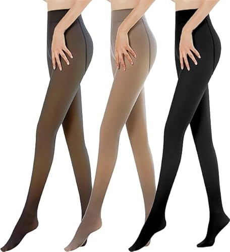 Generisch Strumpfhosen Damen Winter Thermo Strumpfhose Fleece Gefütterte Thermostrumpfhosen Winterstrumpfhose Thermoleggins GefüTterte Strumpfhose Thermo Leggings Damen High Waist Beige von Generisch