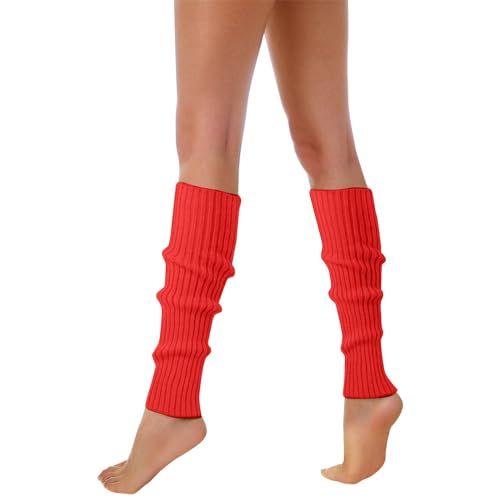 Generisch Stulpen Damen beinwärmer Frauen Mädchen Fashion Winter 80er Stulpen Beinstulpen Beinwärmer Kniestrümpfe Leg Warmers Strümpfe in Einheitsgröße (03 Rot, Eine Größe) von Generisch
