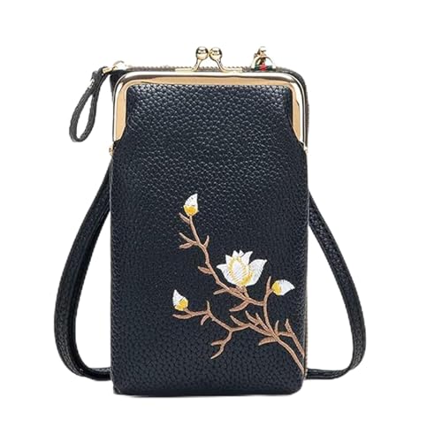 Generisch Subsequentn Women Sling Cross-Body Wallet with Mobile Cell Phone Holder, Women Sling Cross-Body Wallet for Travel (Black) von Generisch