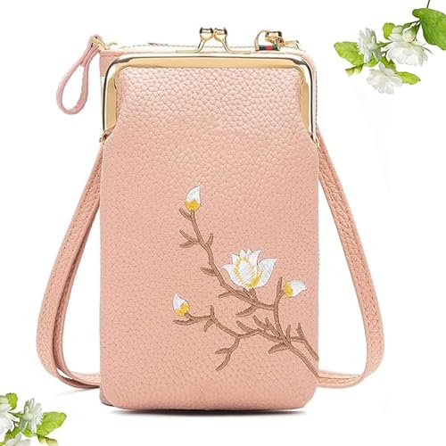 Generisch Subsequentn Women Sling Cross-Body Wallet with Mobile Cell Phone Holder, Women Sling Cross-Body Wallet for Travel (Dark Pink) von Generisch